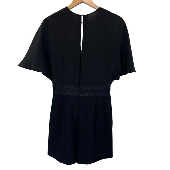 Maje Idelle Lace Trim V-Neck Romper In Black Size 40 - Picture 10 of 12